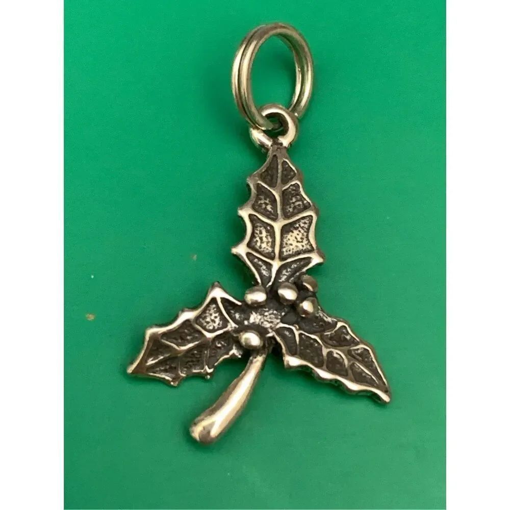 Holly and Berries Sterling Silver Jewelry Charm #holiday
